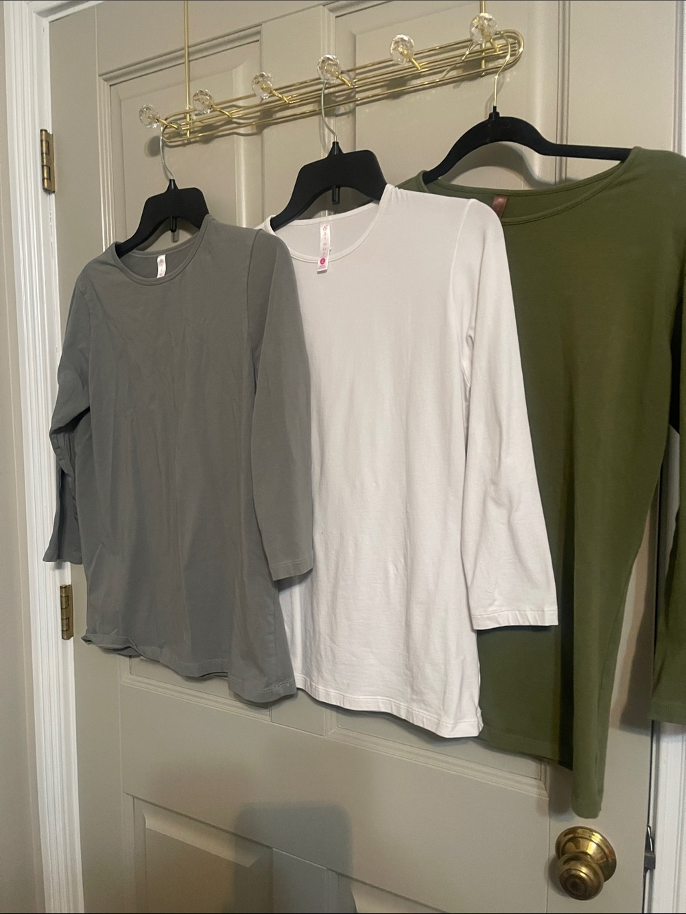 Women's Long Sleeve Crewneck Top - White, Gray, Olive
